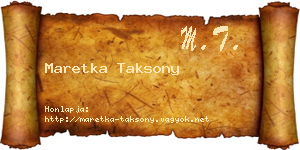 Maretka Taksony névjegykártya